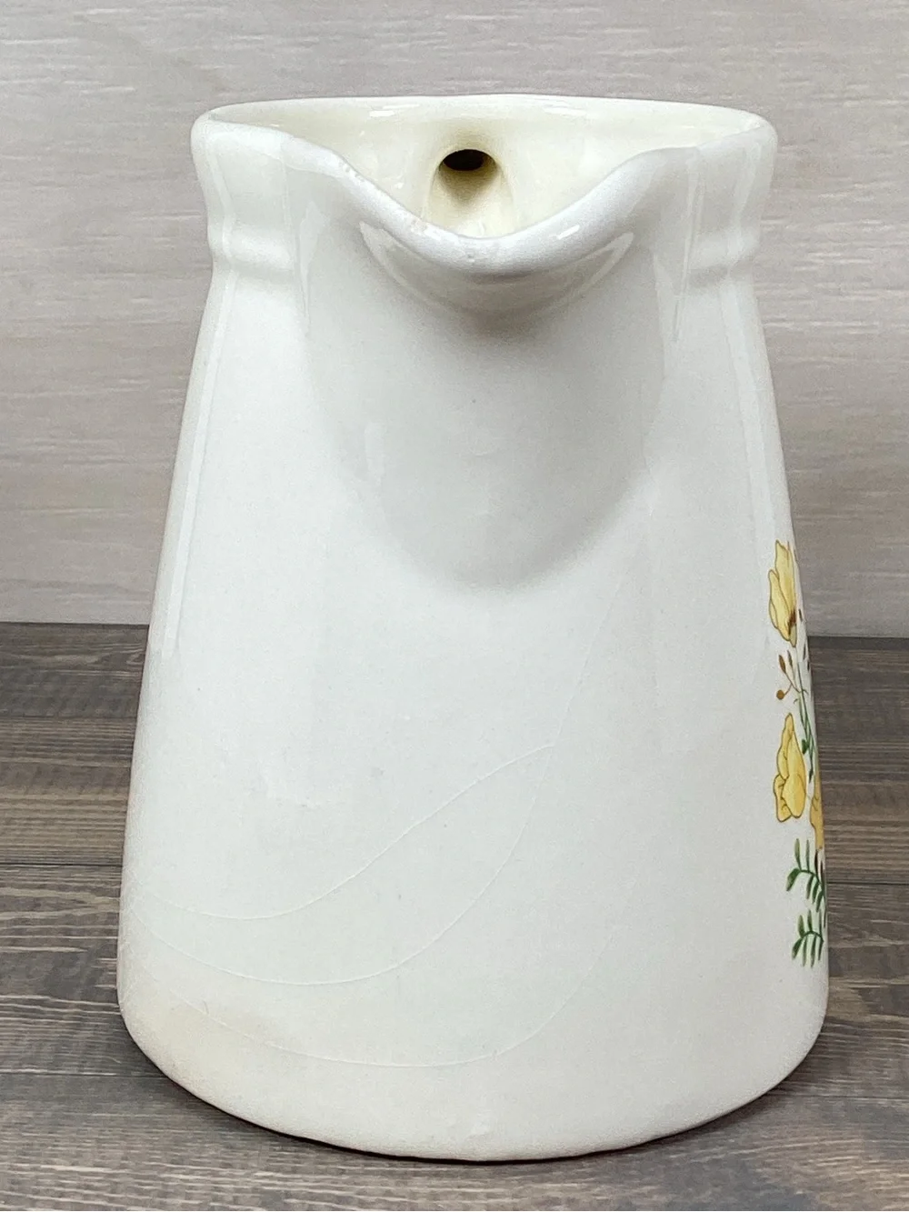 Vintage 5.5” Pottery Pitcher Yellow Wildflowers Floral Farmhouse Rustic Vase